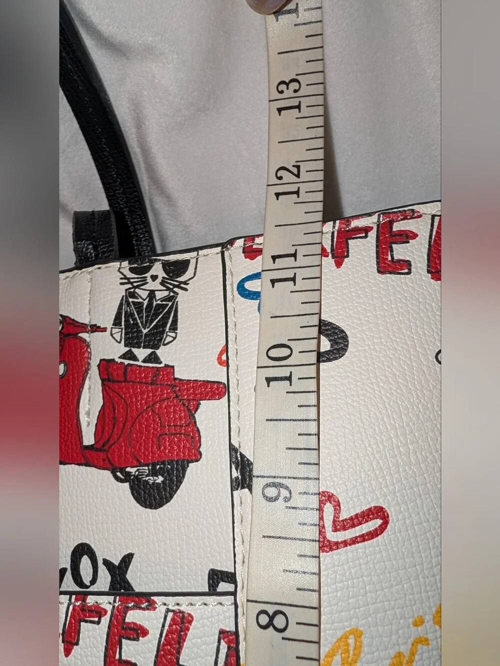 Karl Lagerfeld Paris Adele Tote Bag Graffiti Print White Multi NWT Missing Charm